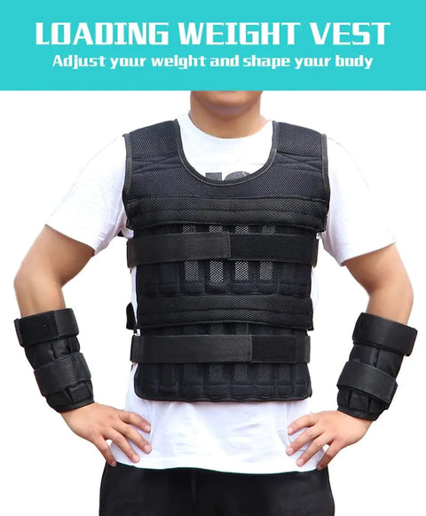 Adjustable 30KG Exercise Weight Vest for Fitness Training, featuring secure straps and durable materials, ideal for enhancing strength and endurance during workouts.