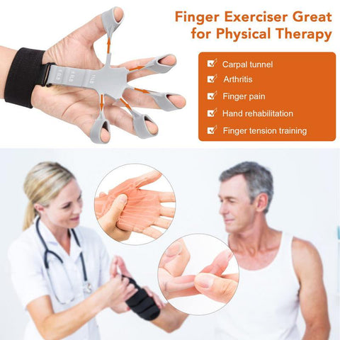 Silicone Gripster Finger Strengthener with adjustable resistance, designed to improve grip strength and finger dexterity, perfect for athletes and rehabilitation exercises.